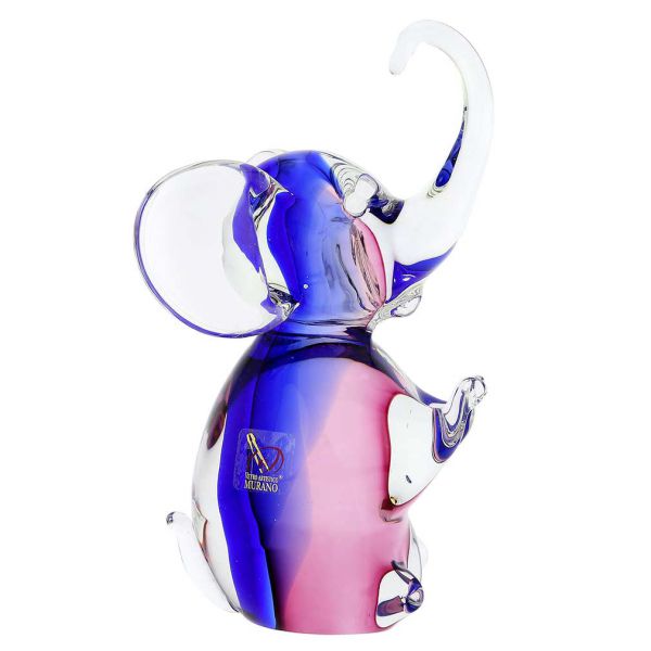 Murano Glass Elephant - Rose and Blue