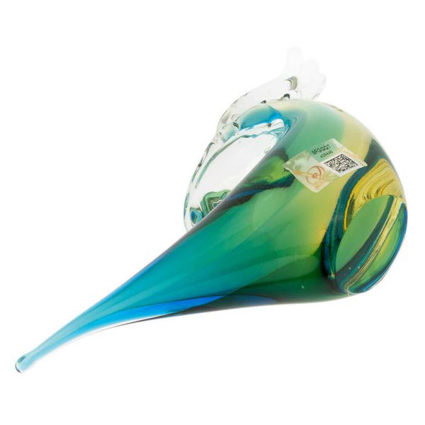 Murano Glass Toucan - Amber Aqua