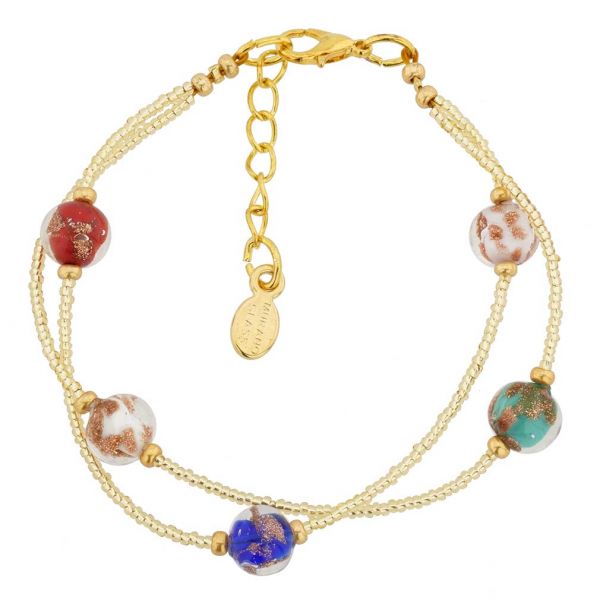 Murano Glass Sparkles Bracelet - Gold Multicolor