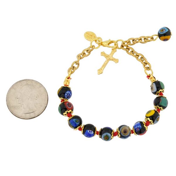 Murano Mosaic Rosary Bracelet - Black
