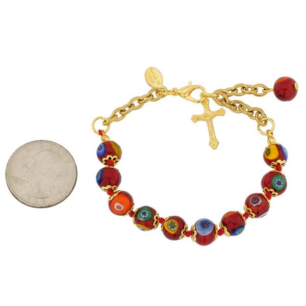 Murano Mosaic Rosary Bracelet - Red