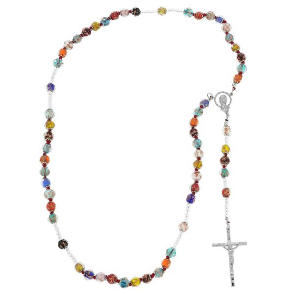 Murano Glass Sommerso Italian Rosary - Multicolor