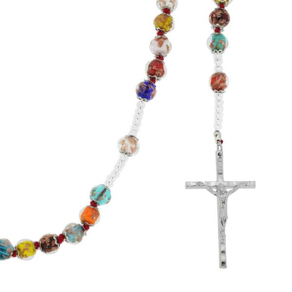 Murano Glass Sommerso Italian Rosary - Multicolor