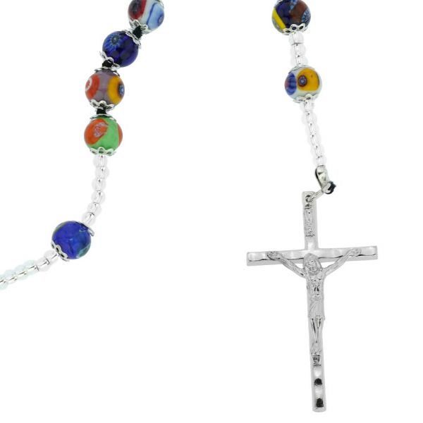 Murano Glass Millefiori Italian Rosary - Multicolor