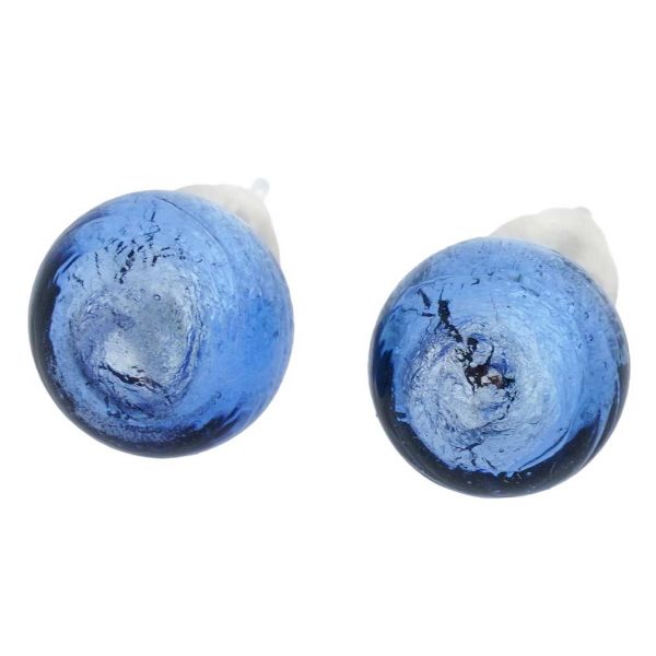 Murano Ball Stud Earrings - Sky Blue
