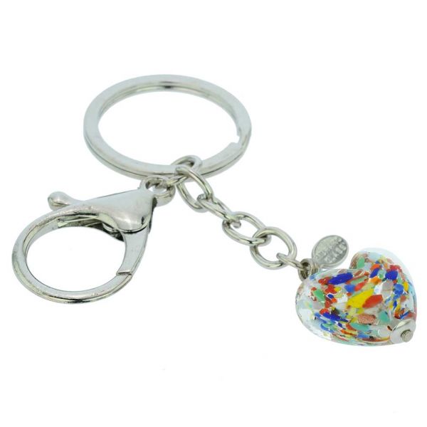 Murano Heart Keychain - Multicolor Confetti