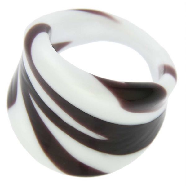 Murano Glass Ring - Zebra Stripes