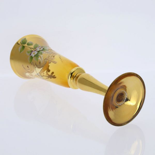 Set Of Two Murano Glass Champagne Flutes 24K Gold Leaf- Golden Brown