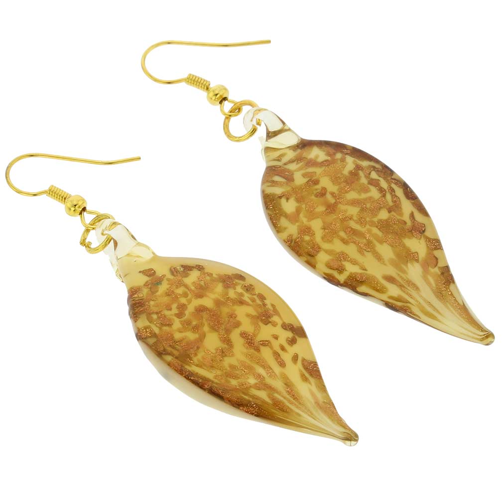 Twisted Leaves Avventurina Honey Earrings