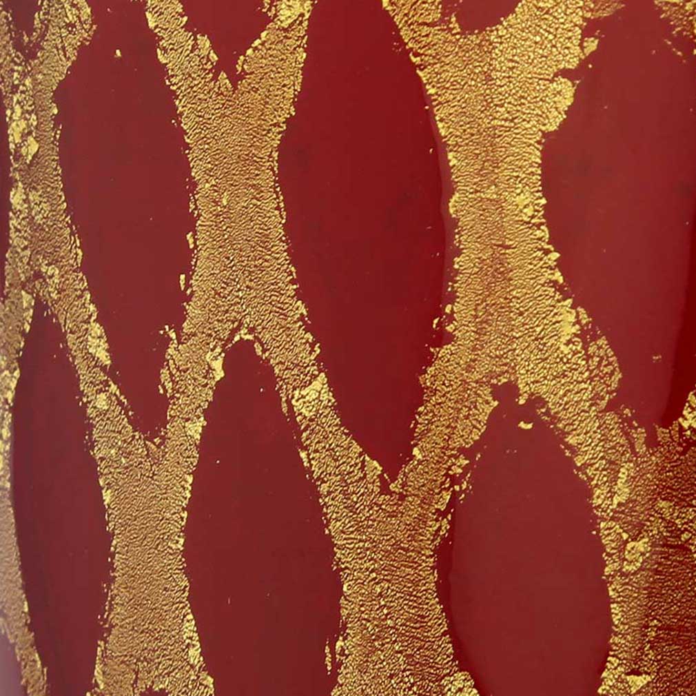 Murano Glass Golden Net Vase - Red