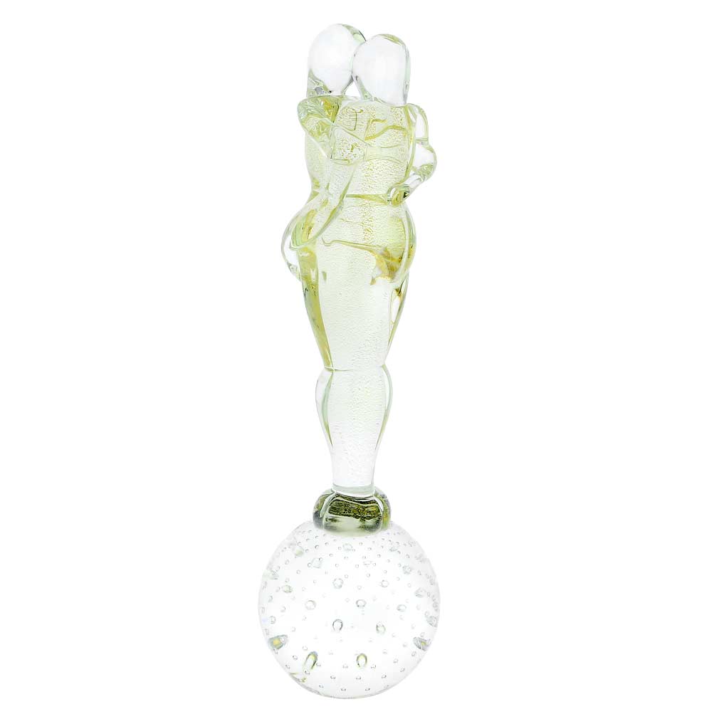Murano Glass Large Lovers Statue - Sparkling Gold