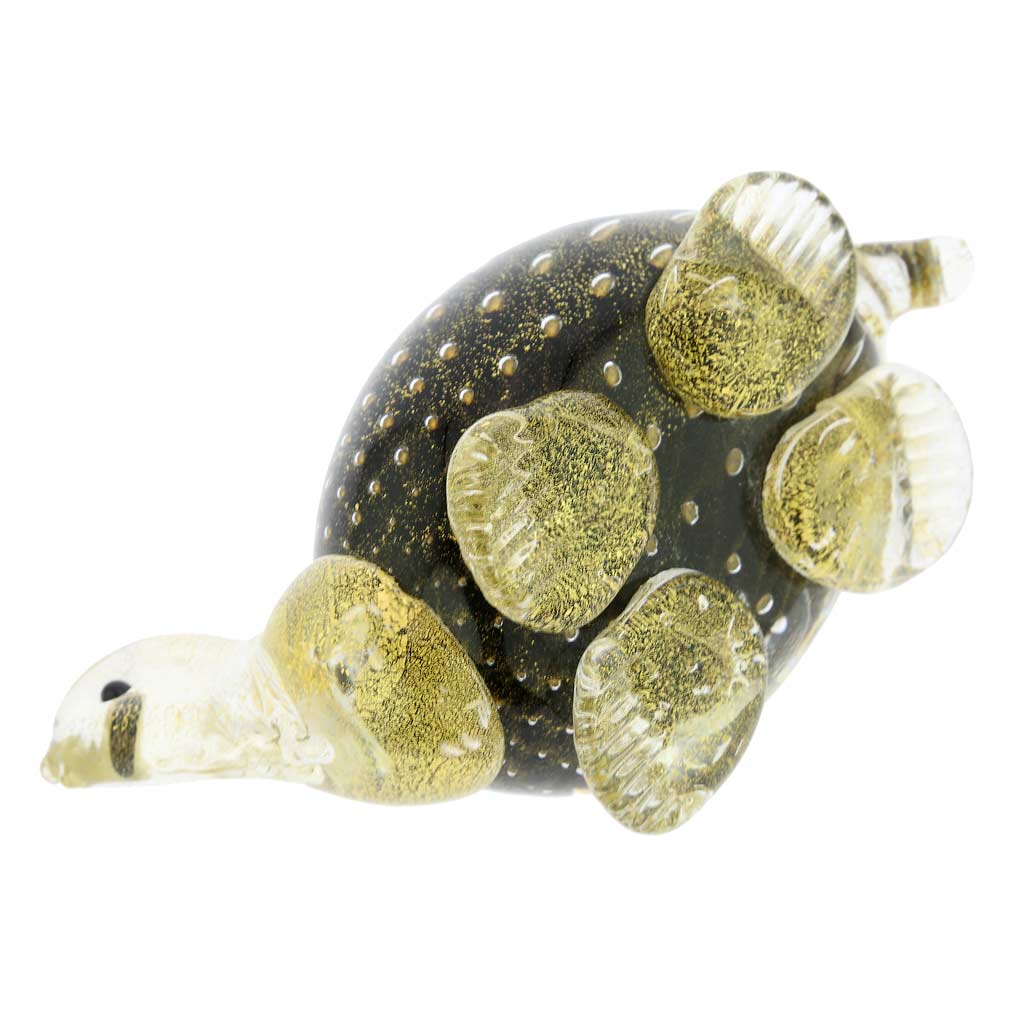 Murano Glass Bullicante Turtle - Black