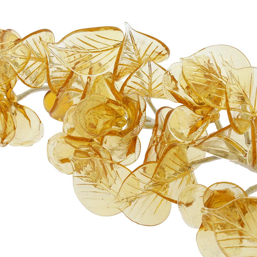 Murano Glass Honey Gold Flowers On A Stem