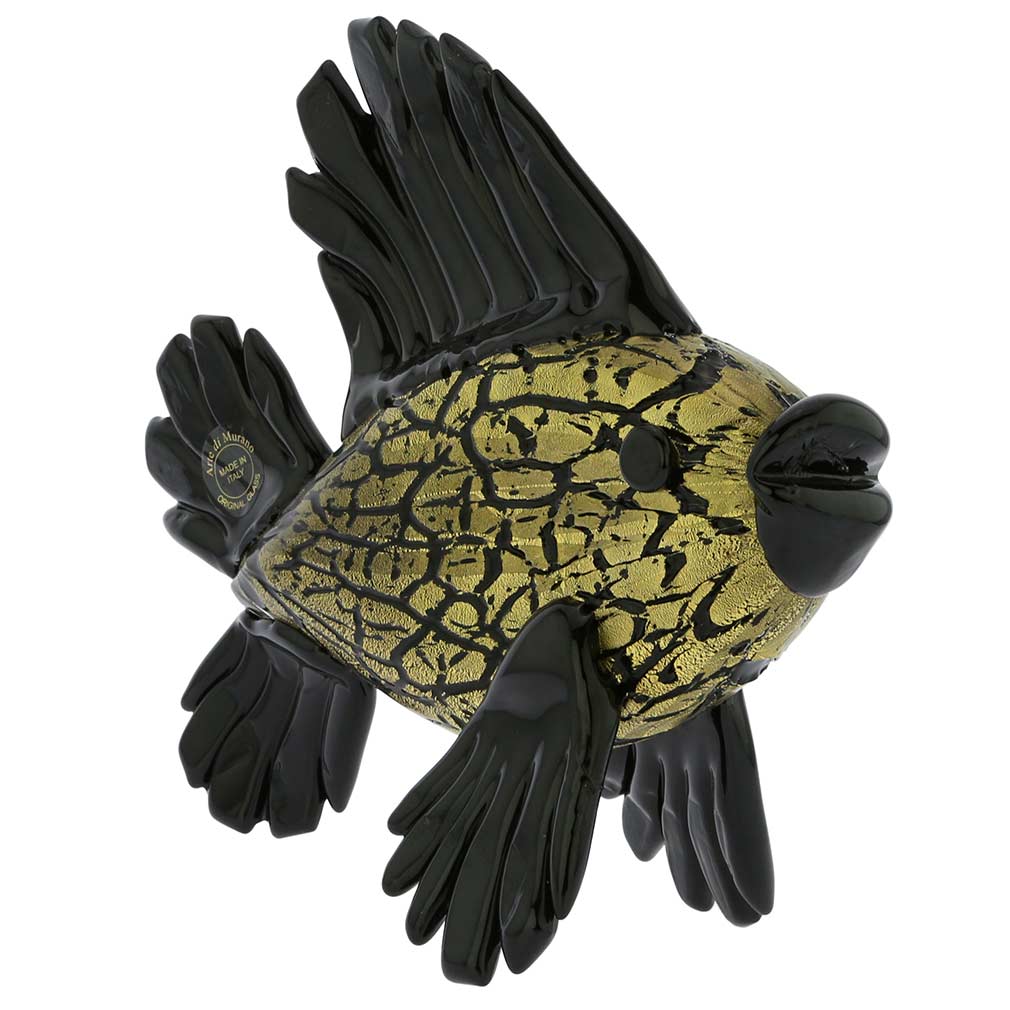 Murano Glass Black Tropical Fish