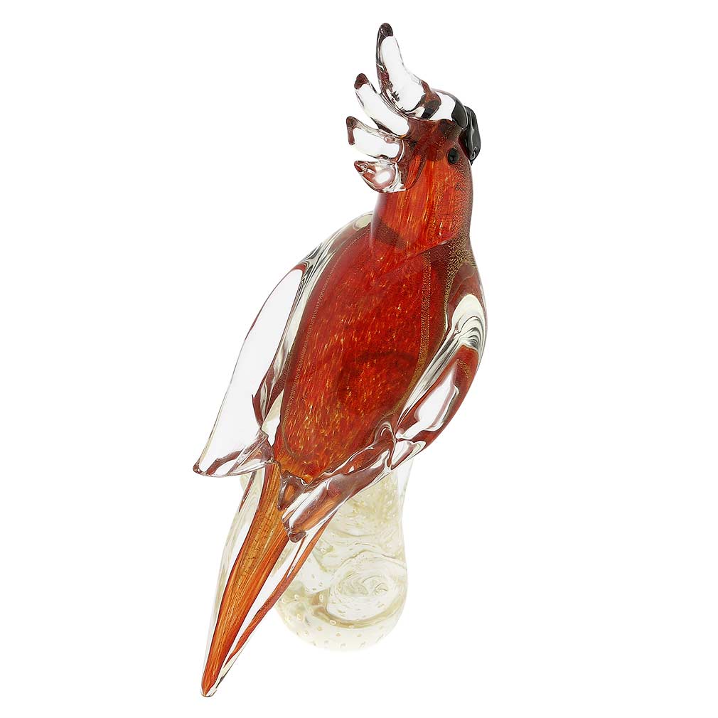 Murano Glass Cockatoo - Red and Gold