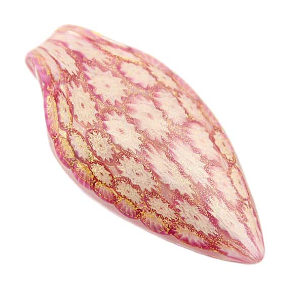 Millefiori Leaf Pendant - Pink