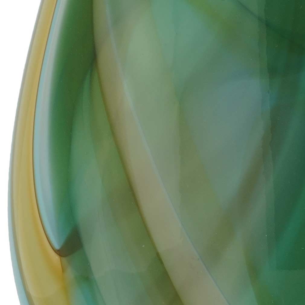 Murano Art Glass Vase - Green Brown Blue