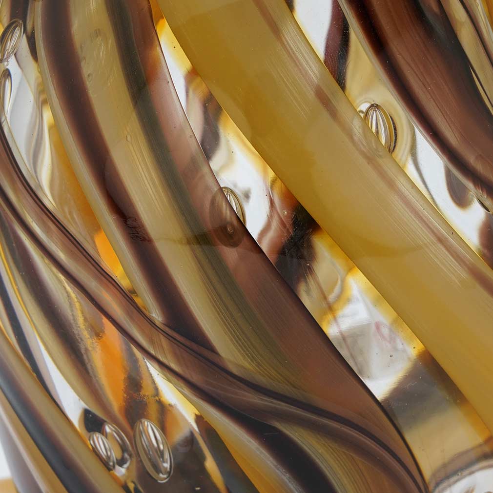 Murano Art Glass Owl - Golden Brown Waves