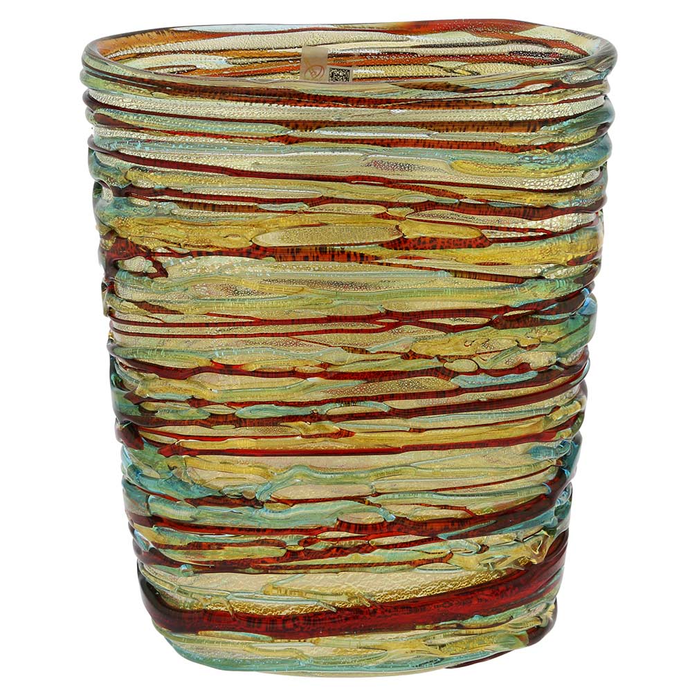 Murano Glass Vesuvio Threaded Oval Vase