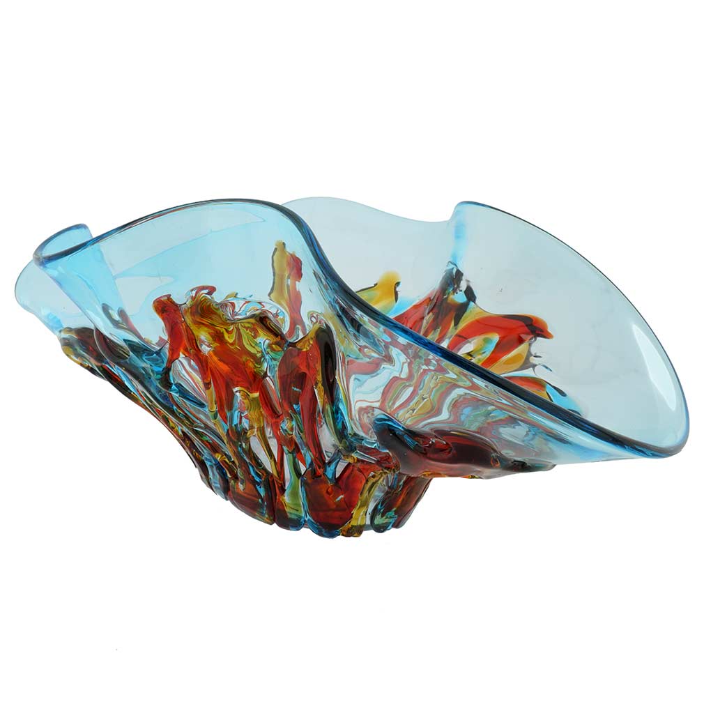 Murano Glass Oceanos Centerpiece Bowl - Aqua Blue