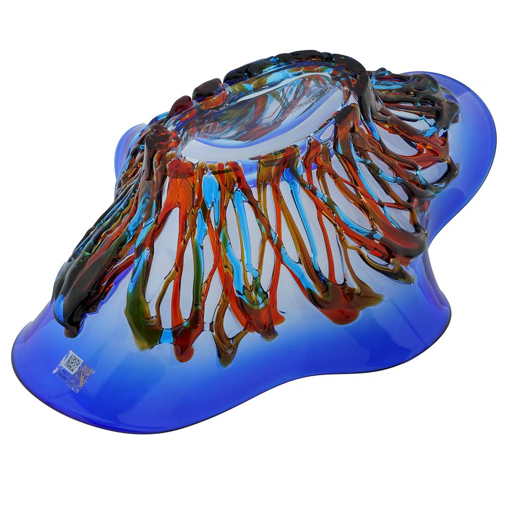 Murano Glass Oceanos Centerpiece Bowl - Blue and Red
