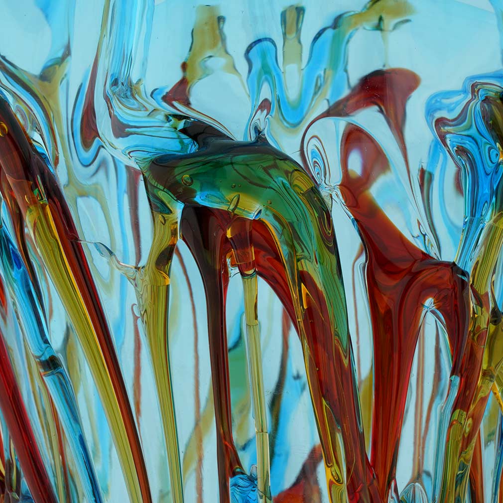 Murano Glass Oceanos Abstract Art Vase - Aqua
