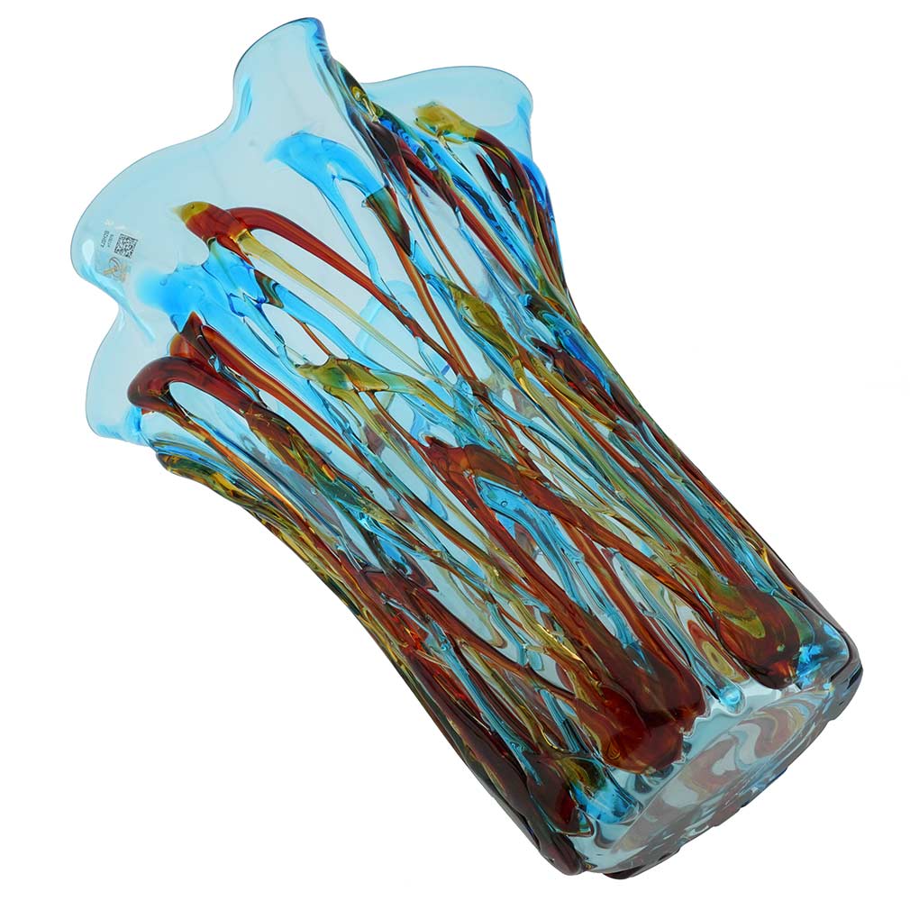 Murano Glass Oceanos Abstract Art Vase - Aqua