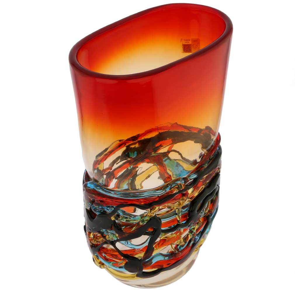 Murano Glass Vesuvio Oval Vase