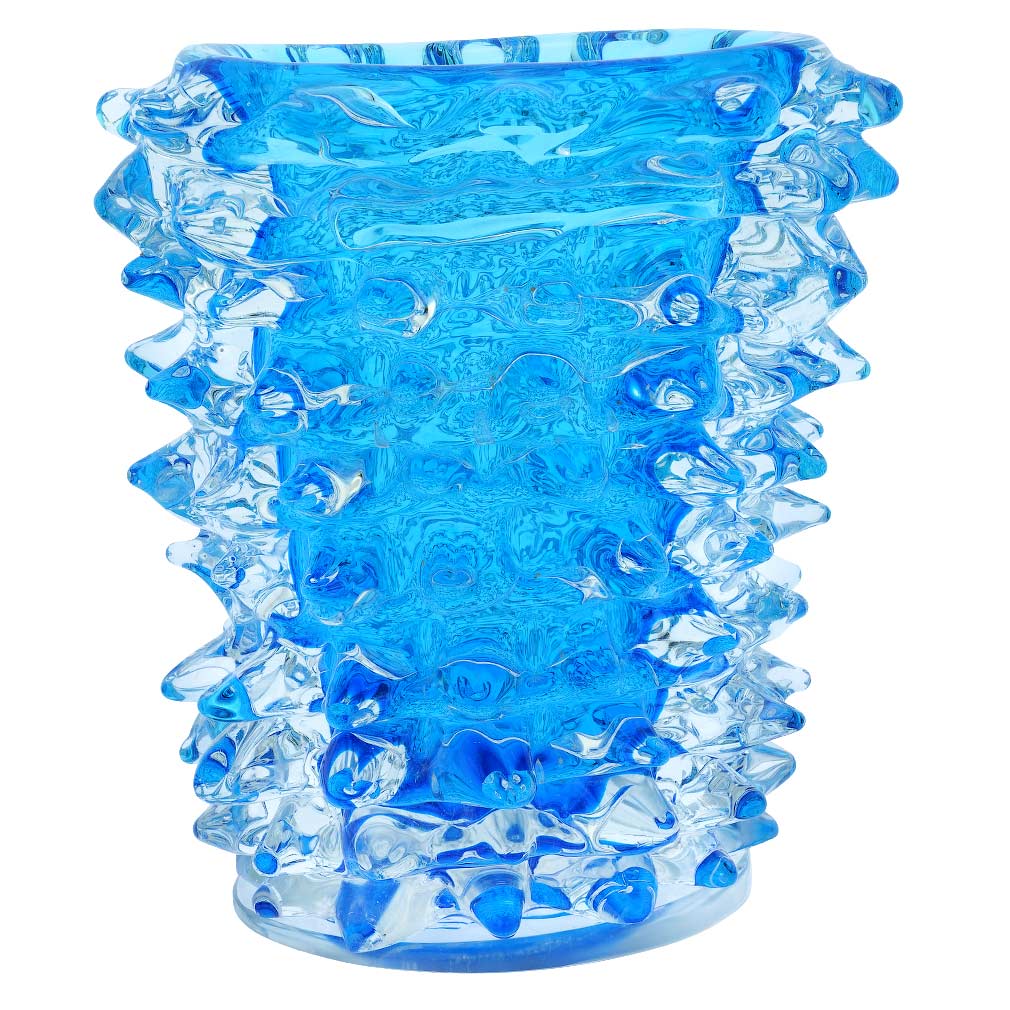 Murano Glass Vase - Aqua Blue With Spikes