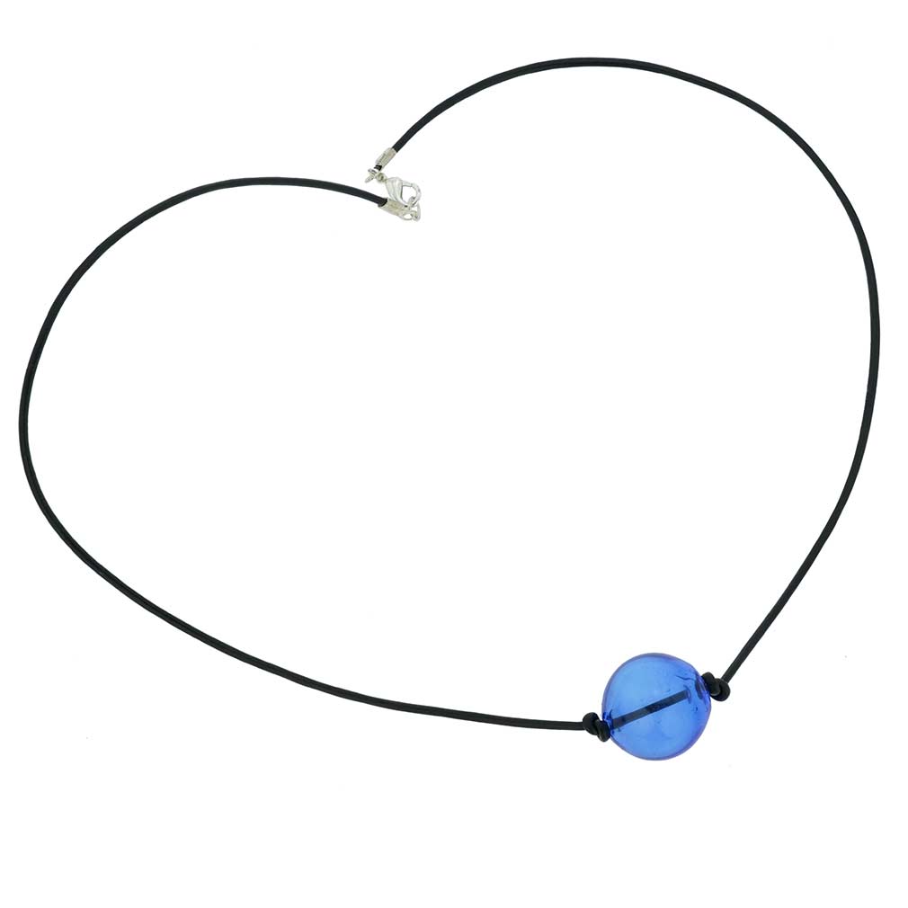 Murano Glass Blown Ball Necklace - Blue