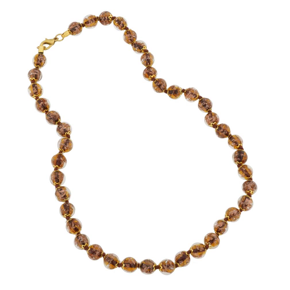 Murano Necklaces | Sommerso necklace - Transparent Golden Brown