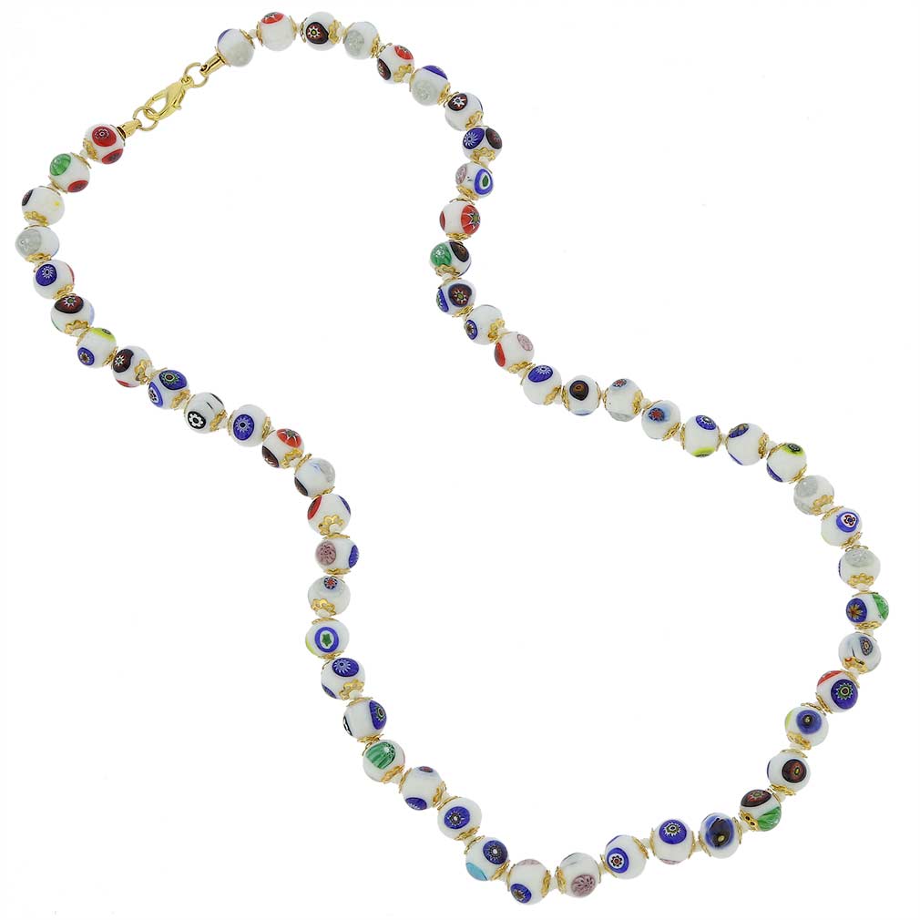 Murano Mosaic Long Necklace - White