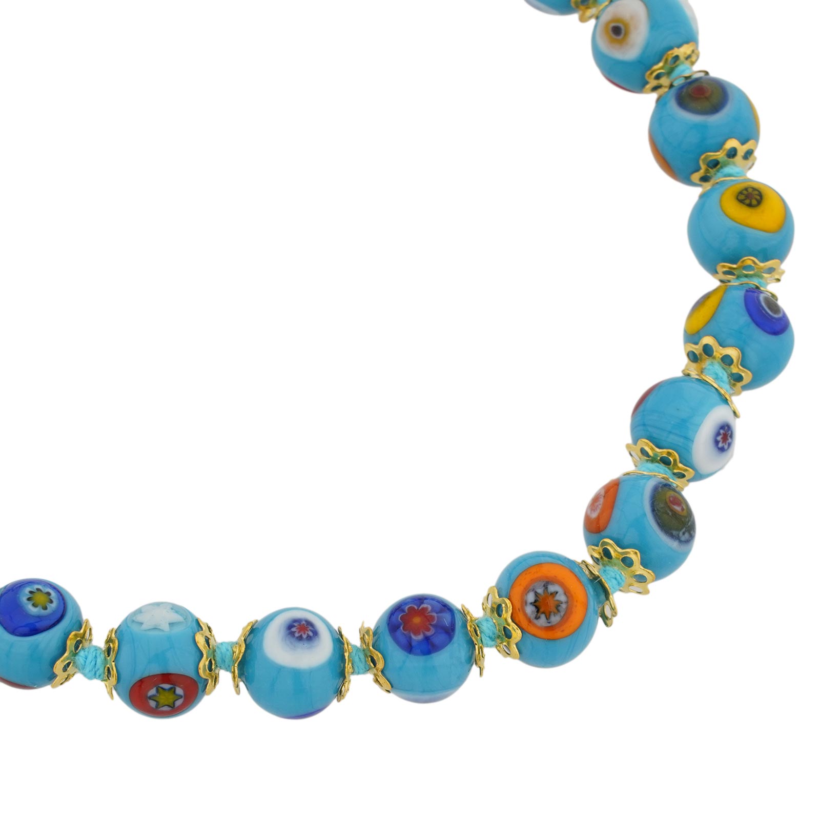 Murano Mosaic Long Necklace - Aqua