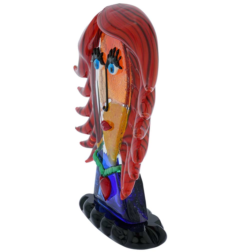 Murano Glass Picasso Head Of A Woman With Red Hair