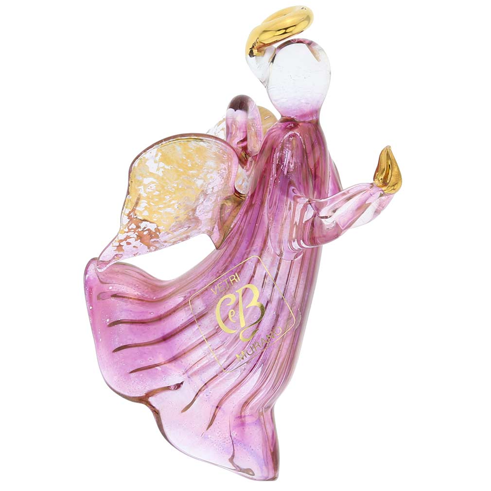 Murano Glass Angel Christmas Ornament - Purple