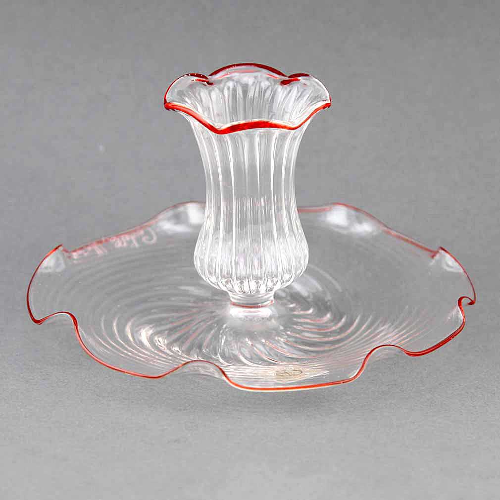 Cristallo Red Flower Murano Glass Candle Holder