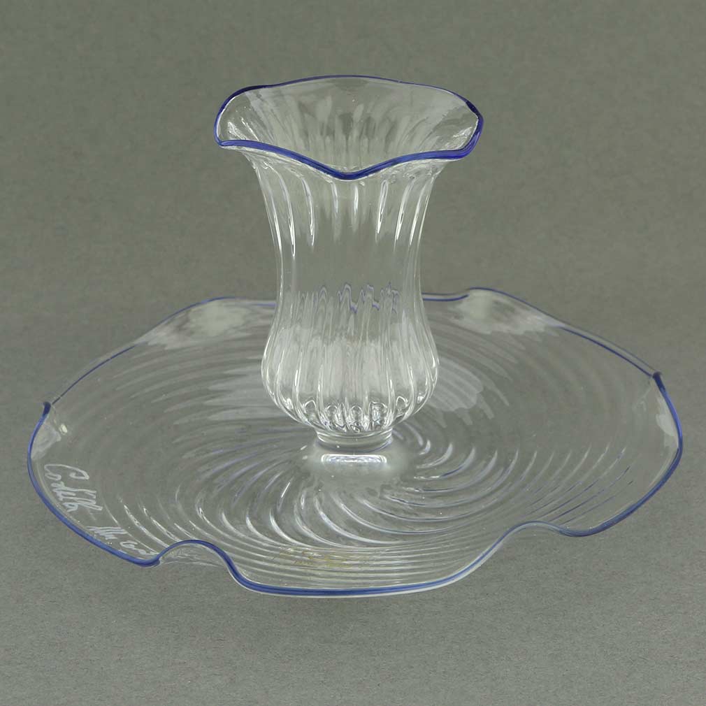 Cristallo Blue Flower Murano Glass Candle Holder