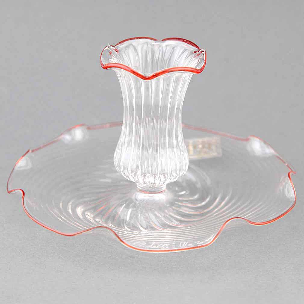 Cristallo Red Flower Murano Glass Candle Holder