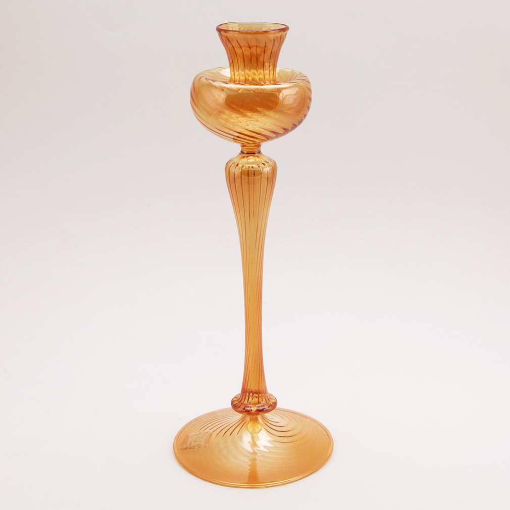 Murano Glass Candle Holder Golden Brown