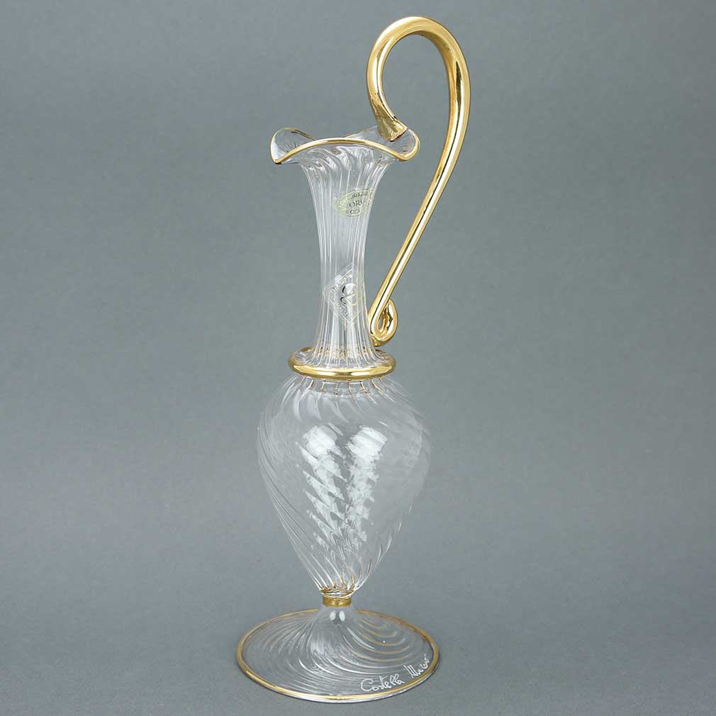 Cristallo and Gold Murano Glass Carafe