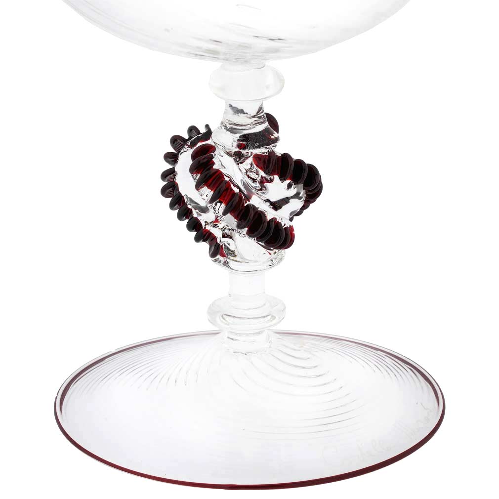 Murano Glass Vases  Cristallo and Red Large Murano Glass Carafe Decanter