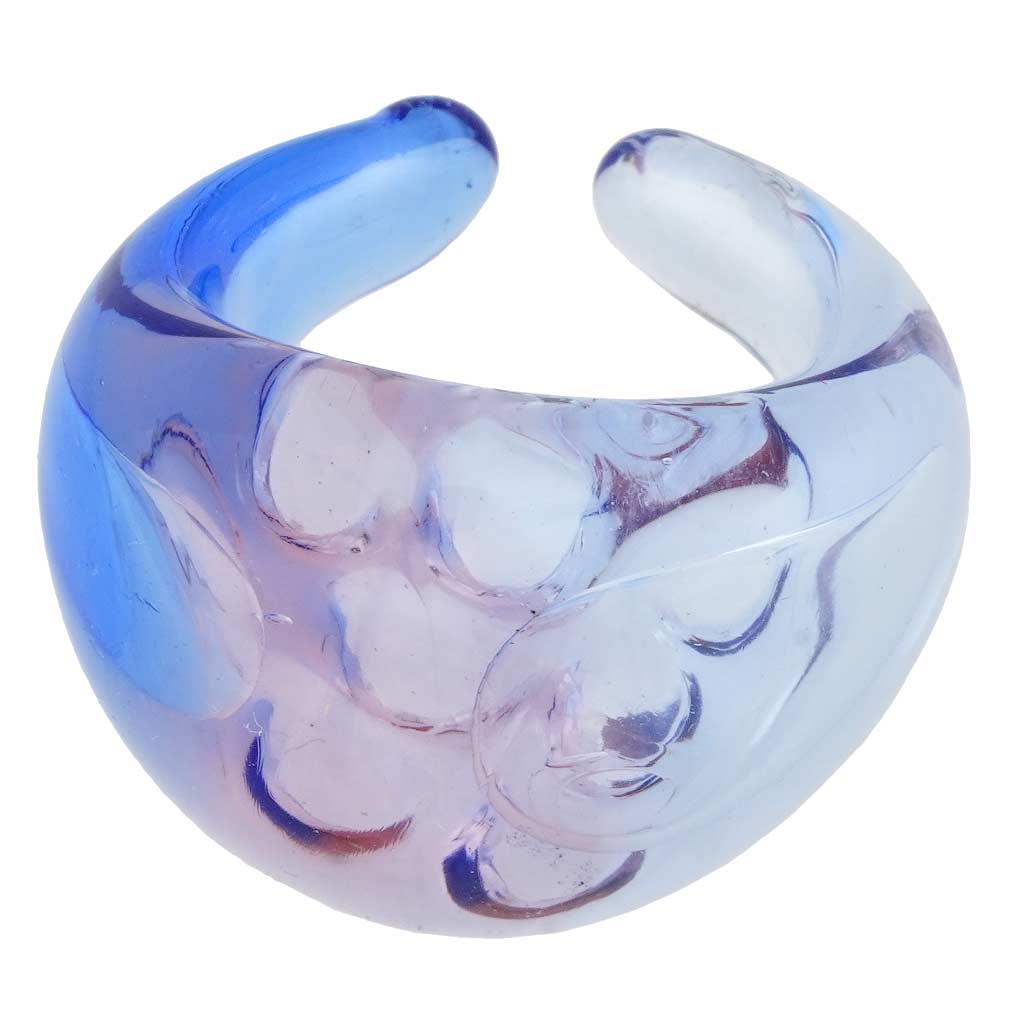 Murano Ring In Domed Design - Transparent Aqua