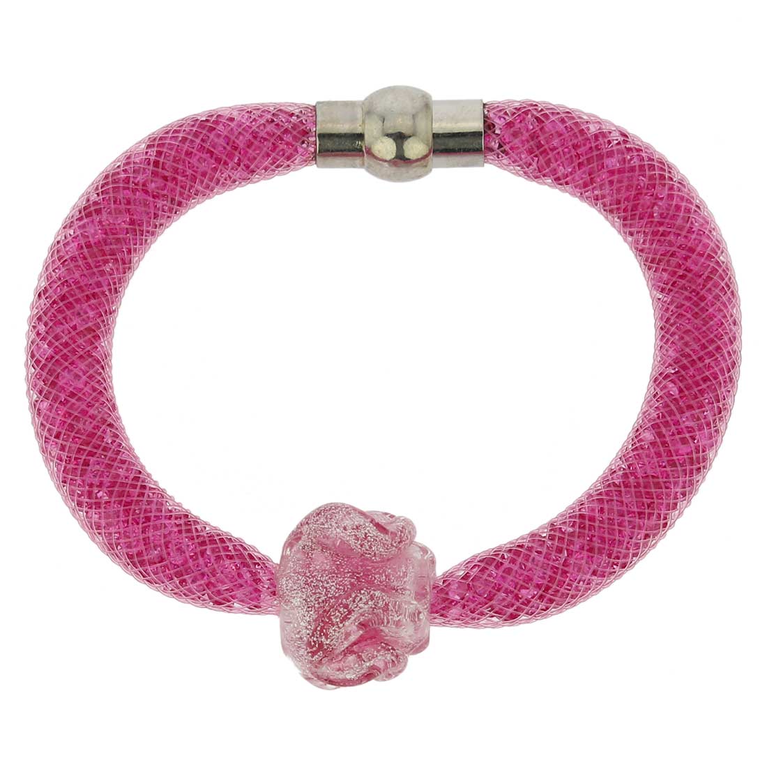 Murano Rose Flower Bracelet - Pink
