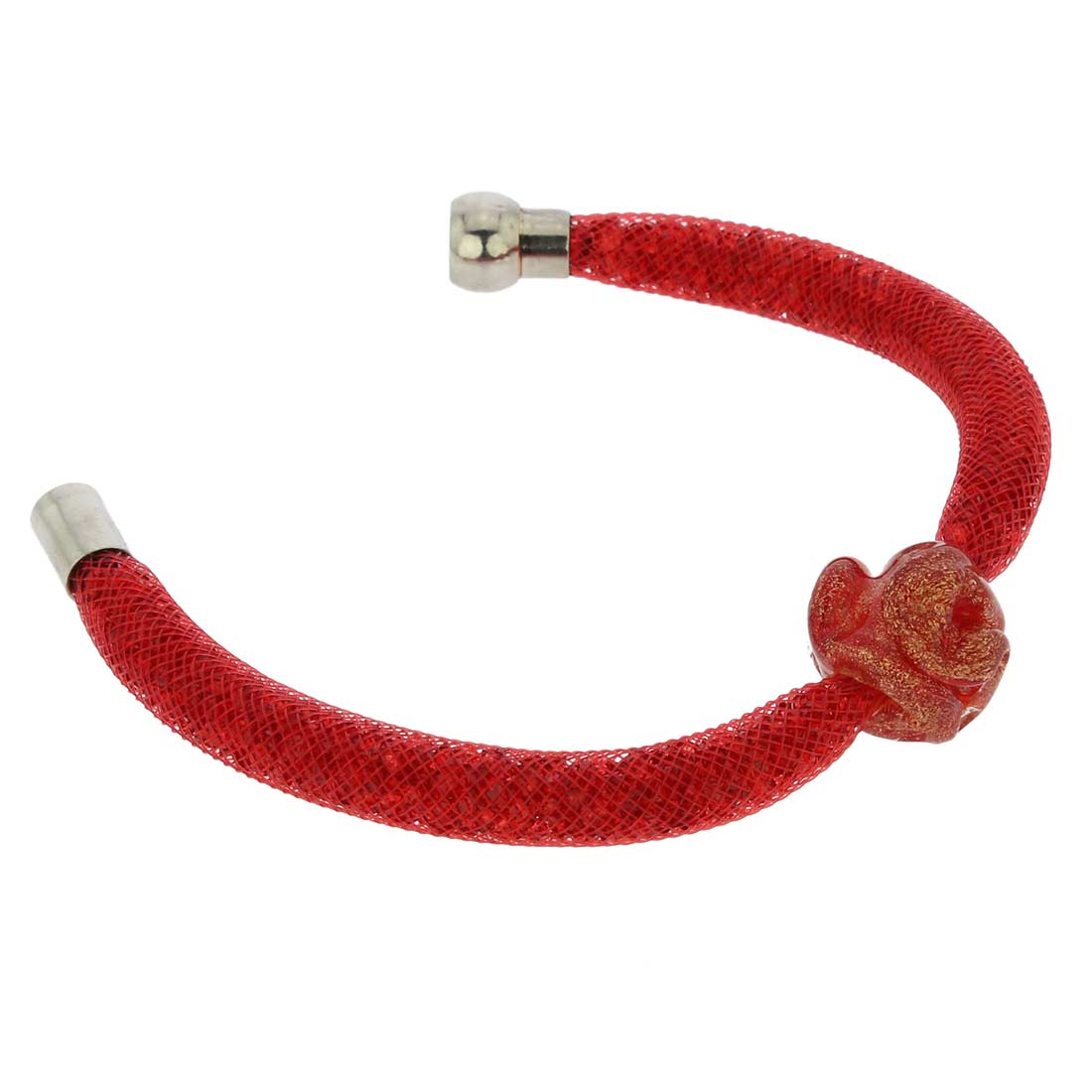 Murano Rose Flower Bracelet - Red