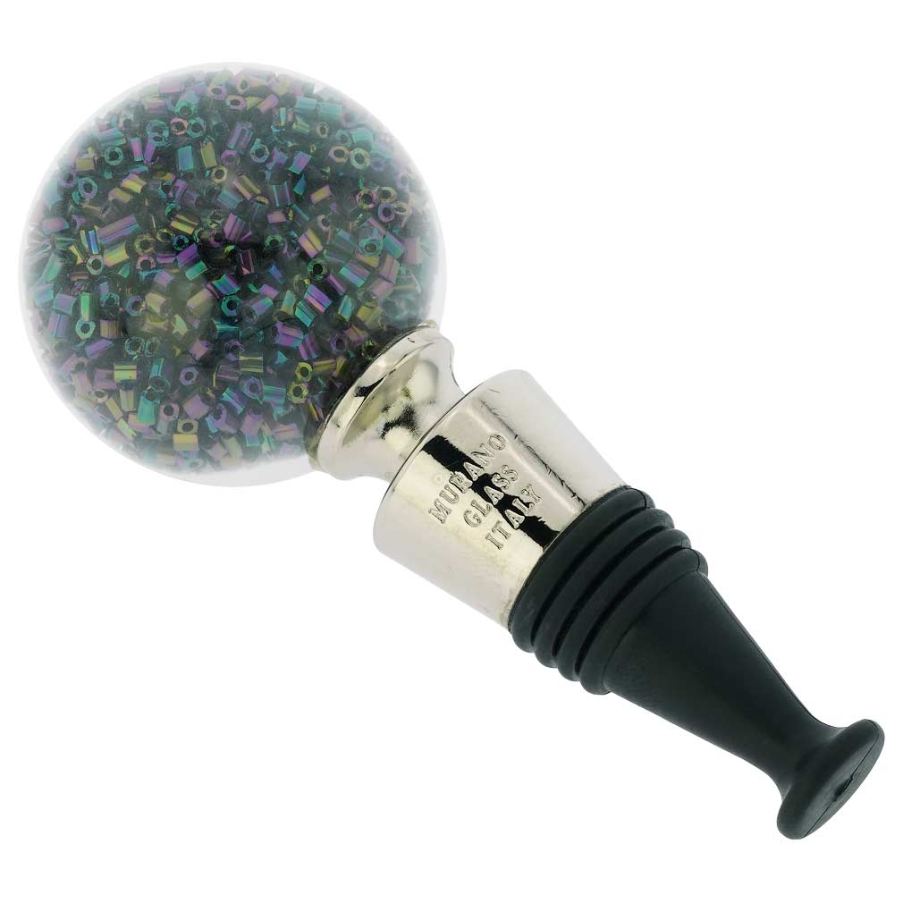 Murano Glass Sparkly Beads Bottle Stopper - Iridescent