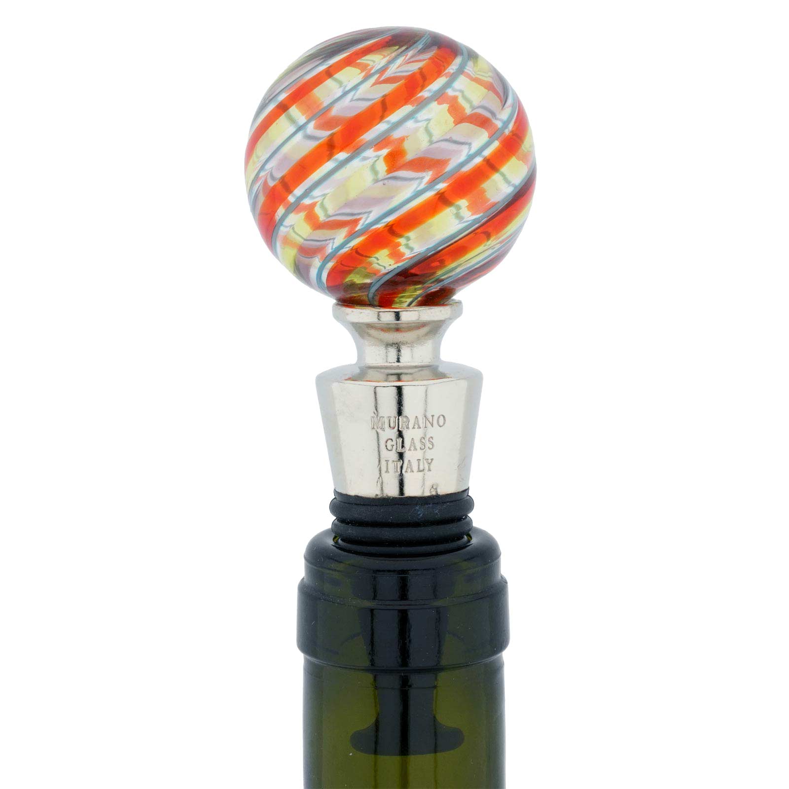 Murano Glass Bottle Stopper - Elegant Stripes