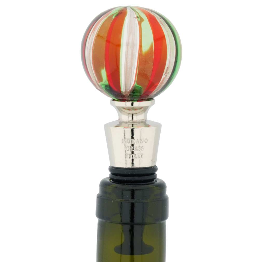 Murano Bottle Stopper - Red and Green