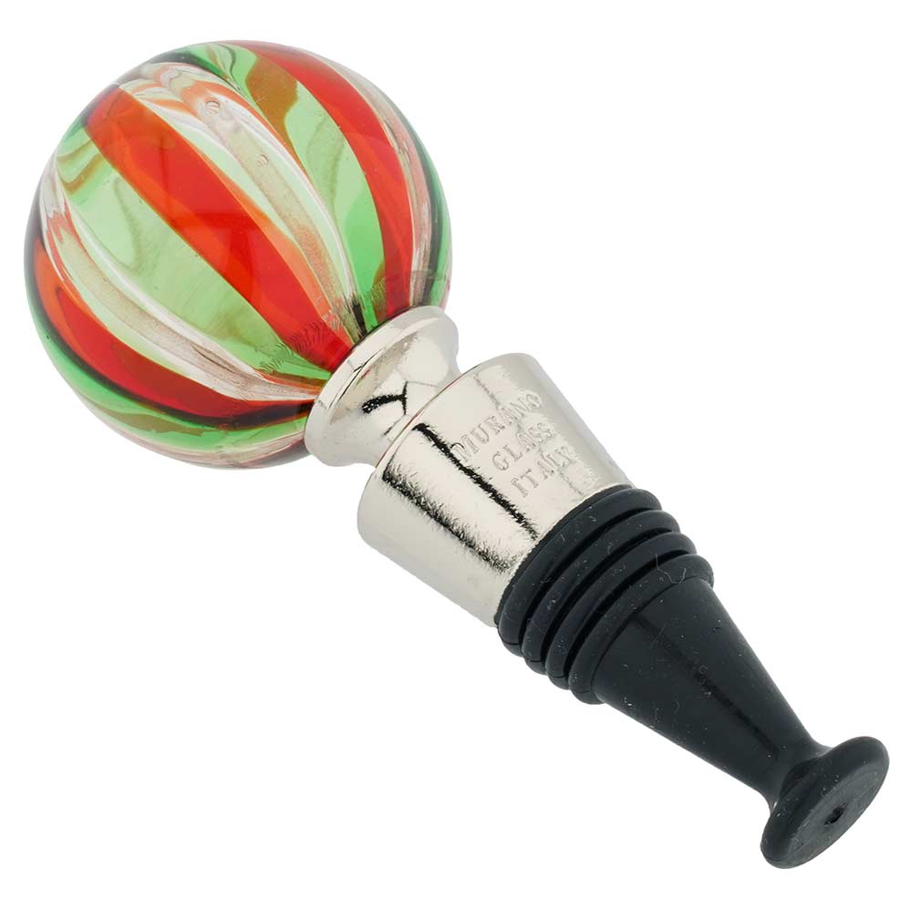 Murano Bottle Stopper - Red and Green