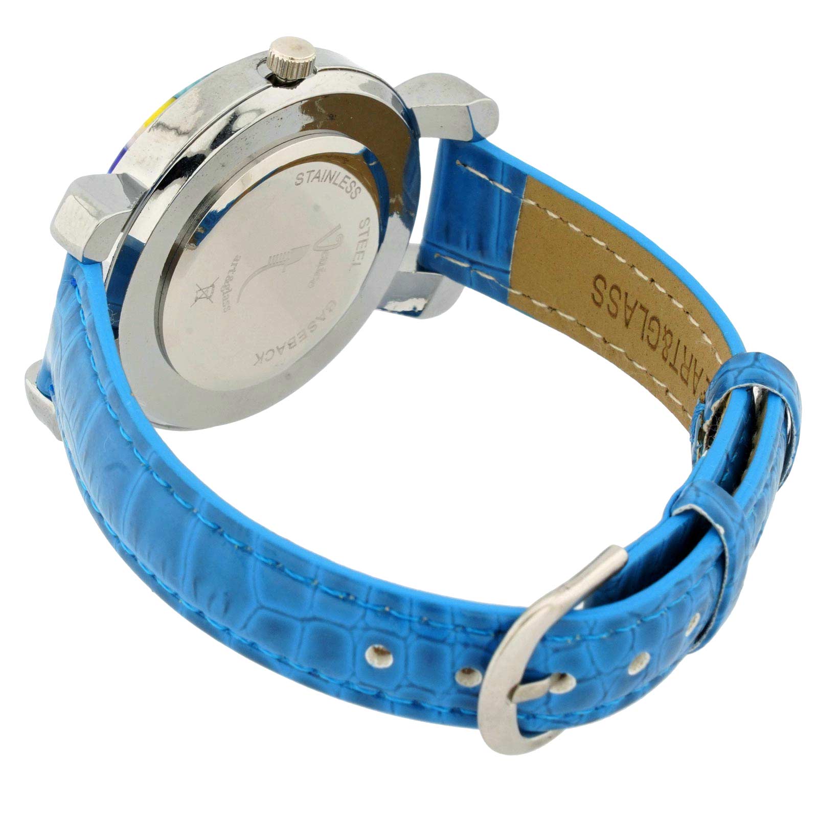 Serena Murano Millefiori Watch With Leather Band - Light Blue