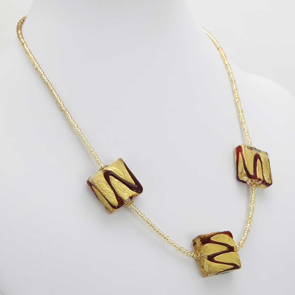 Royal Red Squares Necklace